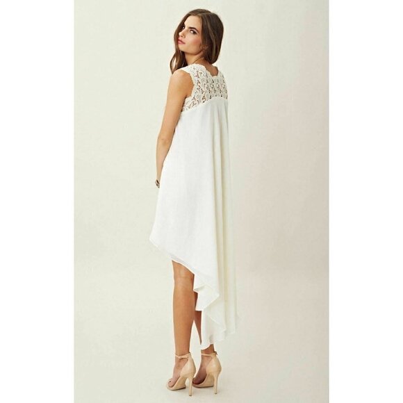 Dress the Population Womens Ivory Crochet Asymmetrical Camilla Dress Size L - Picture 3 of 7